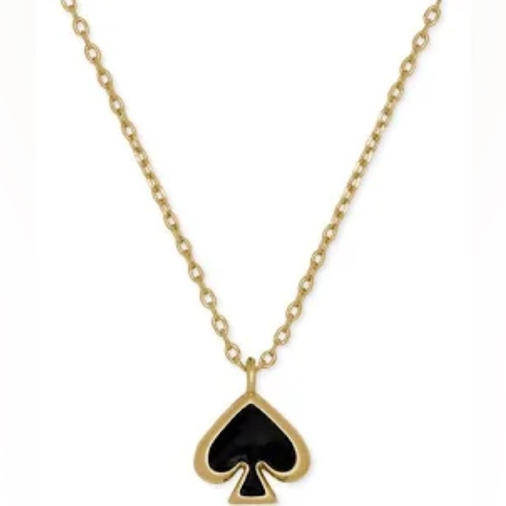 Authentic New with tag kate spade Gold Chain Necklace with Black Spade Pendant